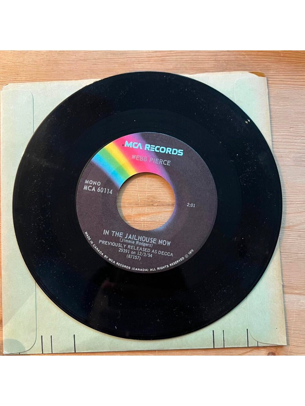 Webb Pierce - In the Jailhouse Now/Back Street Affair 45rpm VG+ R11